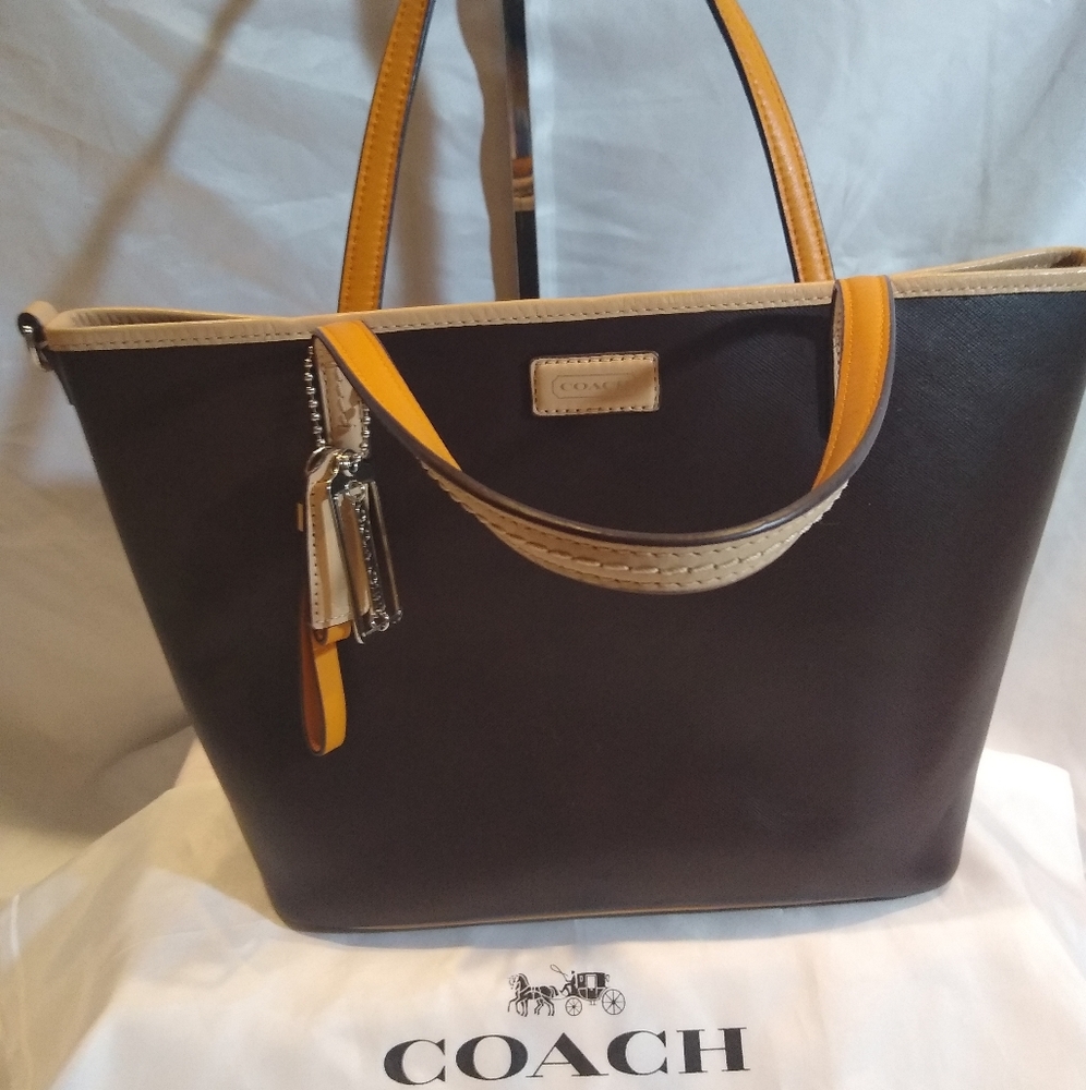 Coach tiny tote with two-tone strap